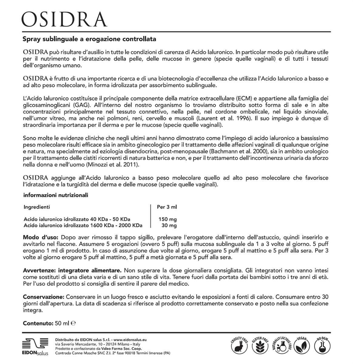Foglietto illustrativo Osidra - spray sublinguale a erogazione controllata